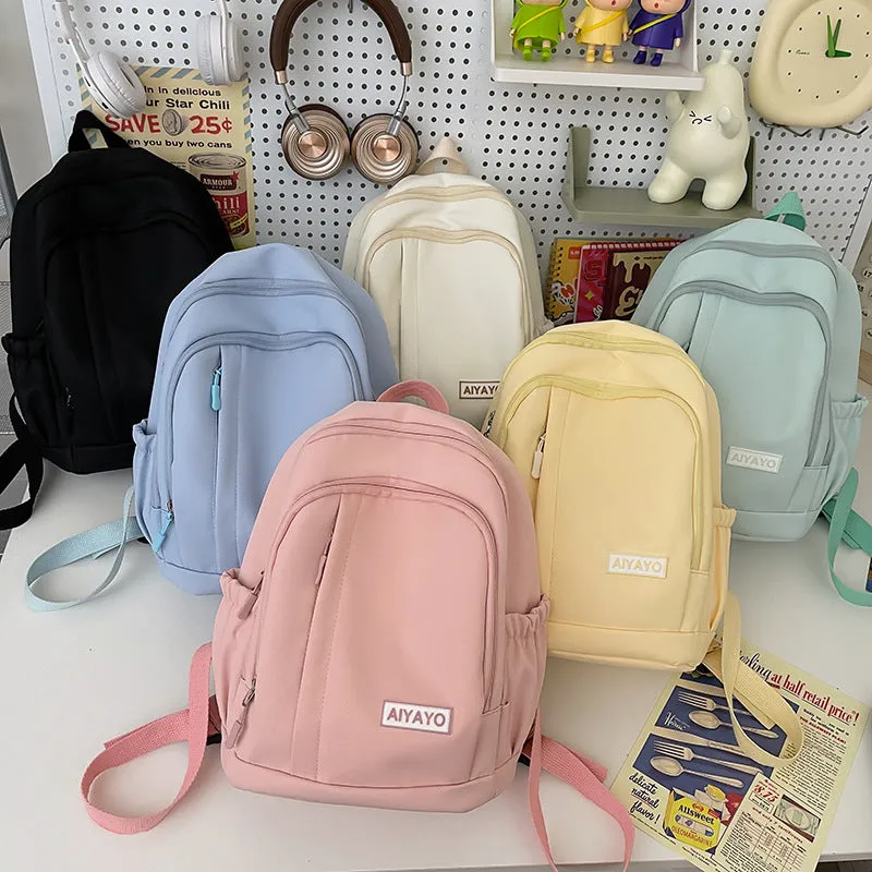 Japanese style solid color small backpack 