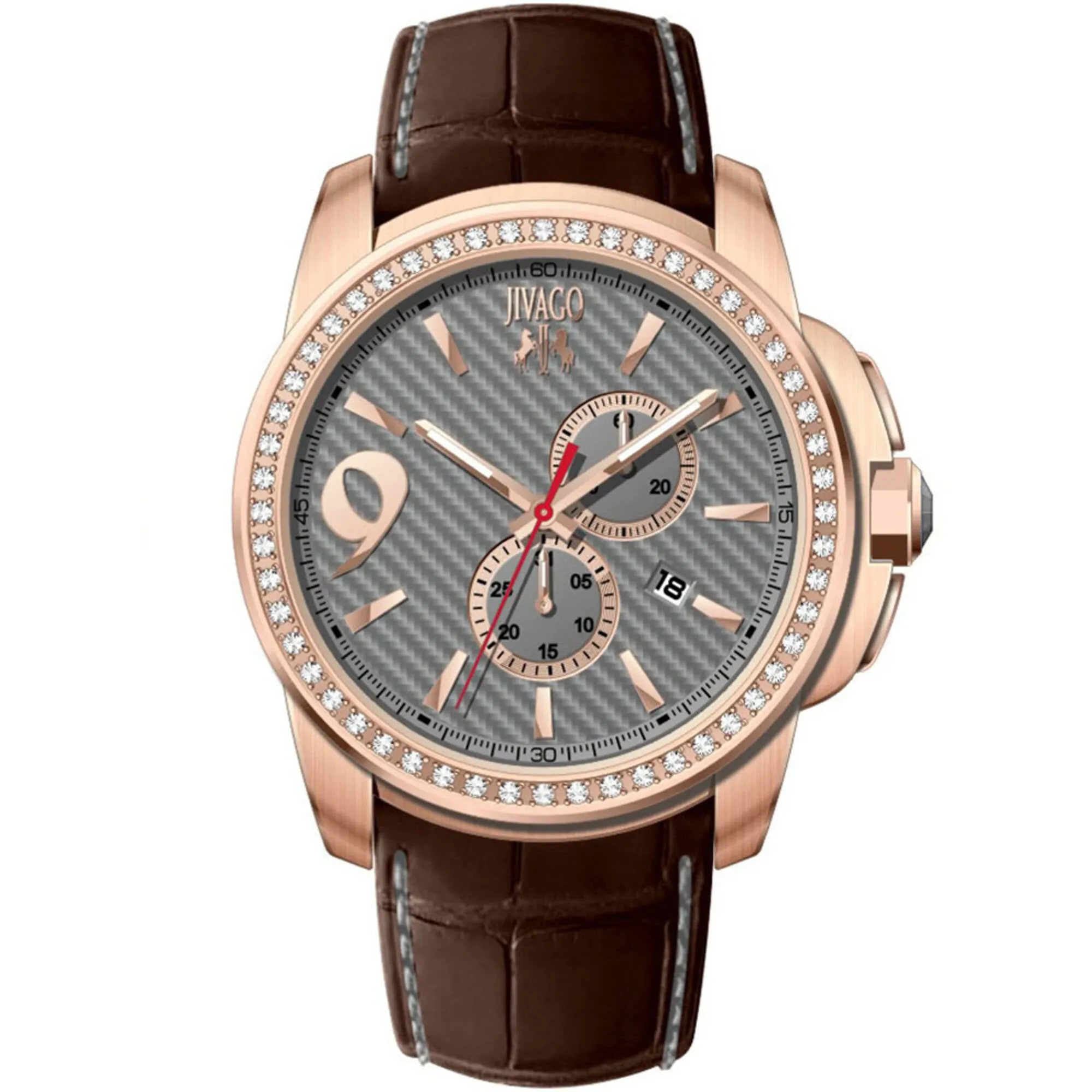 Jivago Men's Watch - Gliese Swiss Quartz Chronograph Grey Dial Brown Strap | JV1532 