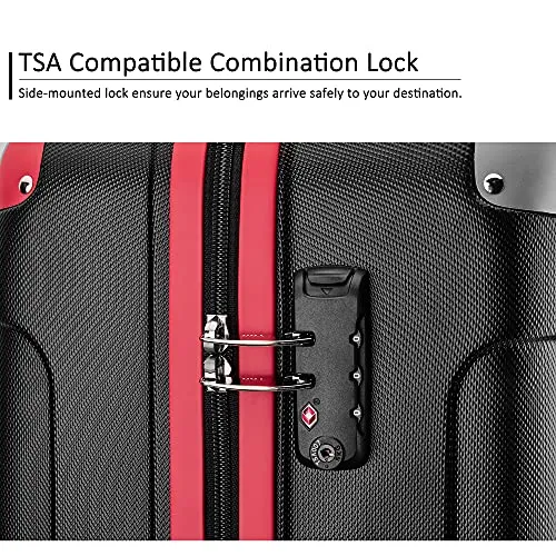 JOYWAY Luggage 3 Piece Set Suitcase Lightweight Hardshell TSA Lock Spinner (black)