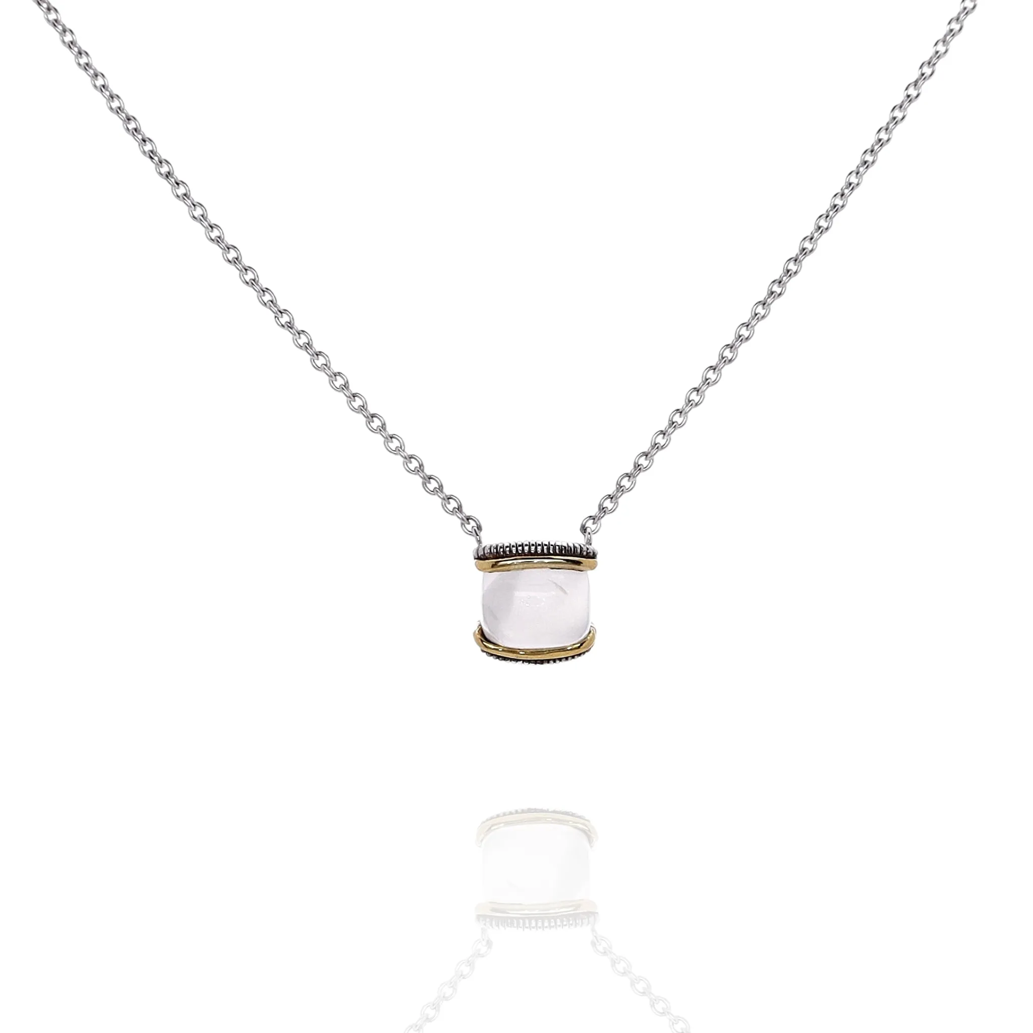 Judith Ripka Eternity Rainbow Moonstone Two-Tone Gemstone Pendant Necklace 