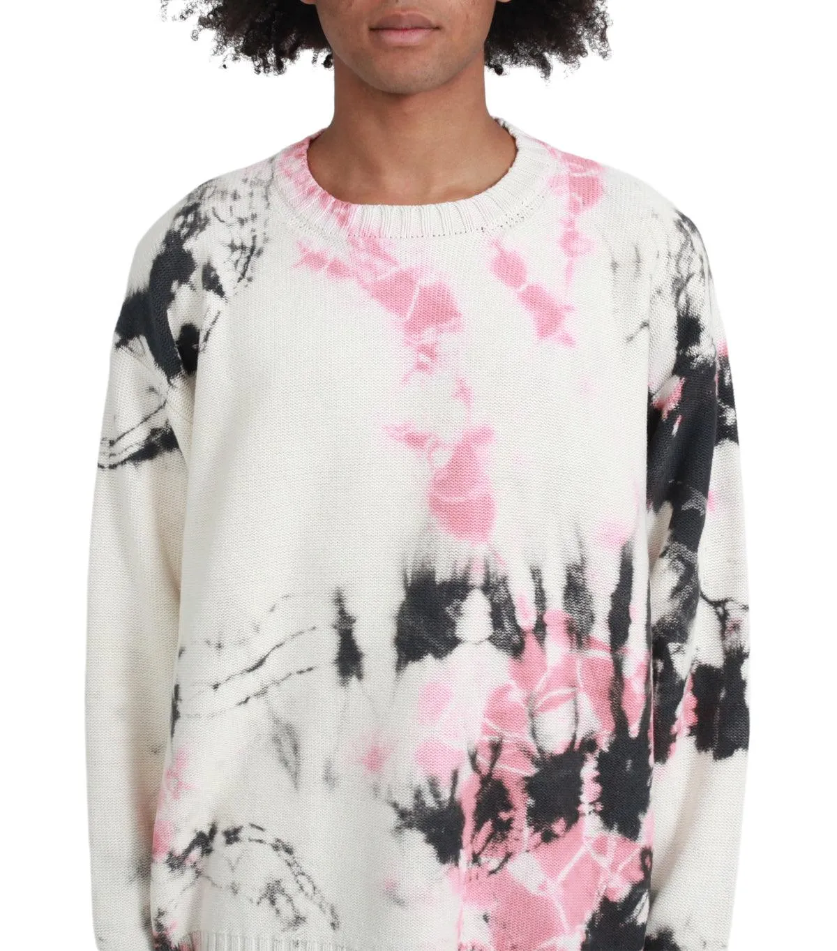 Kapital 5G Cotton Knit Crew Sweater (Ashbury Dyed) Black Pink