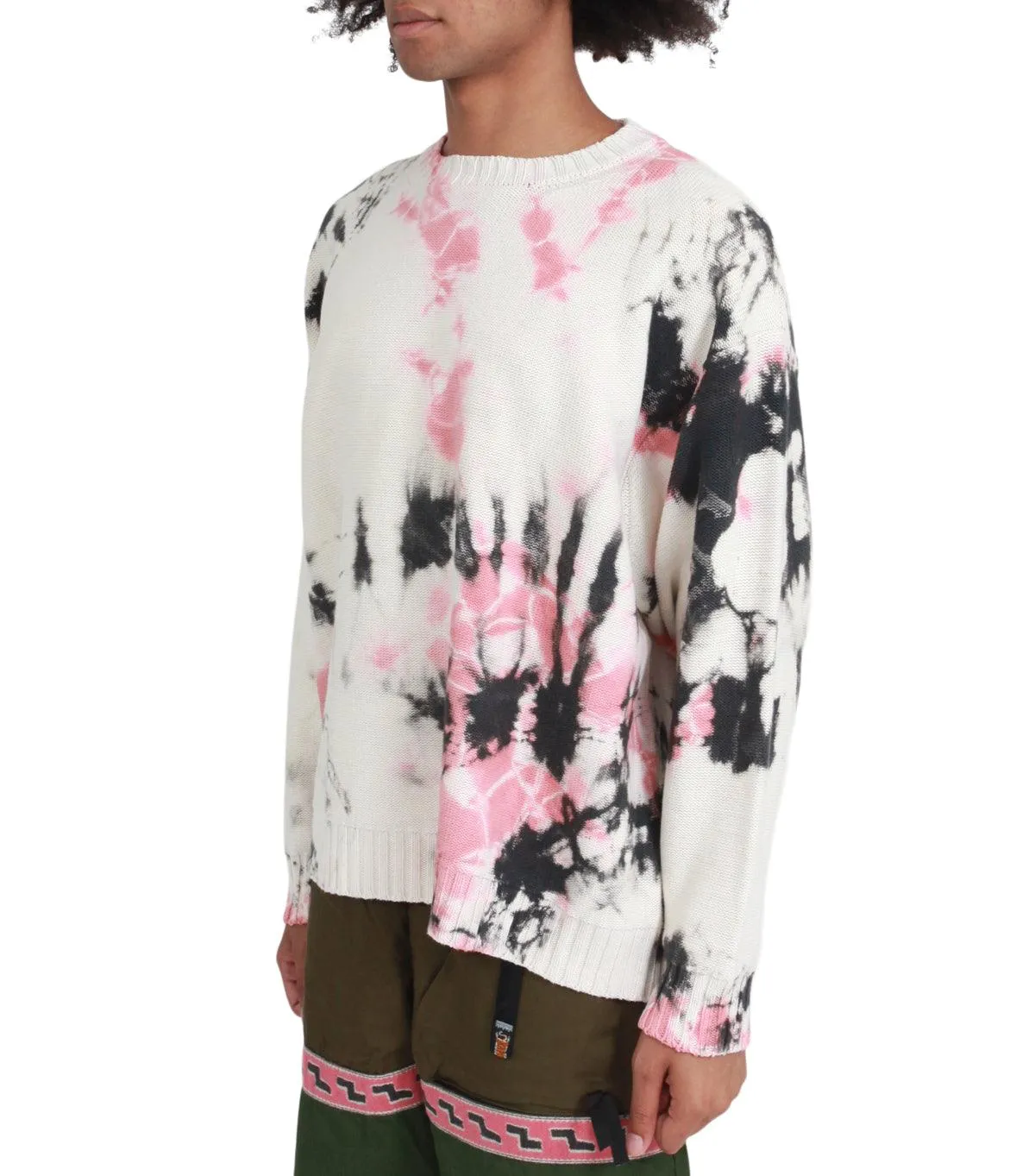 Kapital 5G Cotton Knit Crew Sweater (Ashbury Dyed) Black Pink
