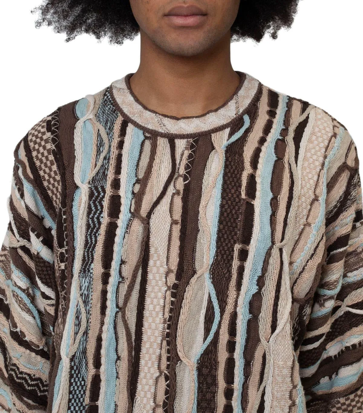 Kapital 7G Knit Gaudy Crew Sweater Brown