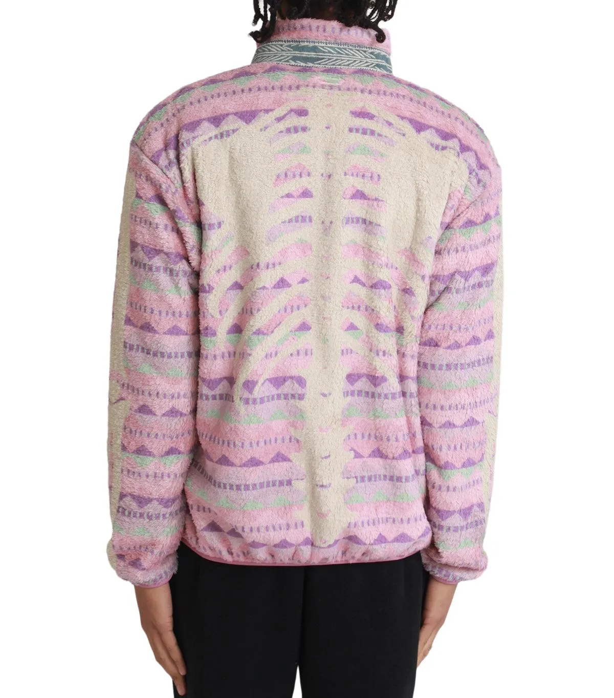Kapital Ashland Stripe & Bone Fleece Zip Blouson Pink