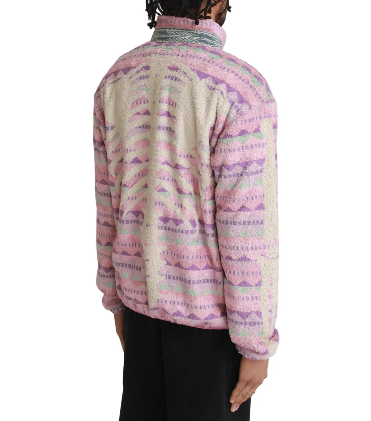 Kapital Ashland Stripe & Bone Fleece Zip Blouson Pink