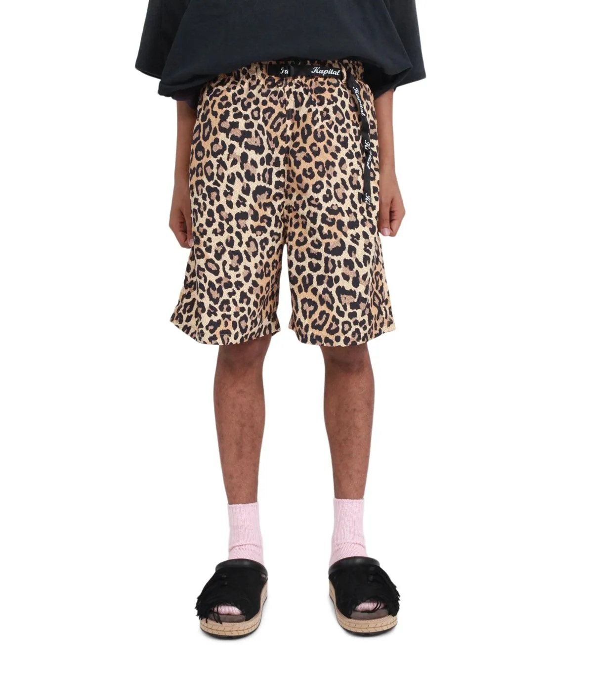 Kapital Fast-Dry Taffeta Leopard Shorts Brown