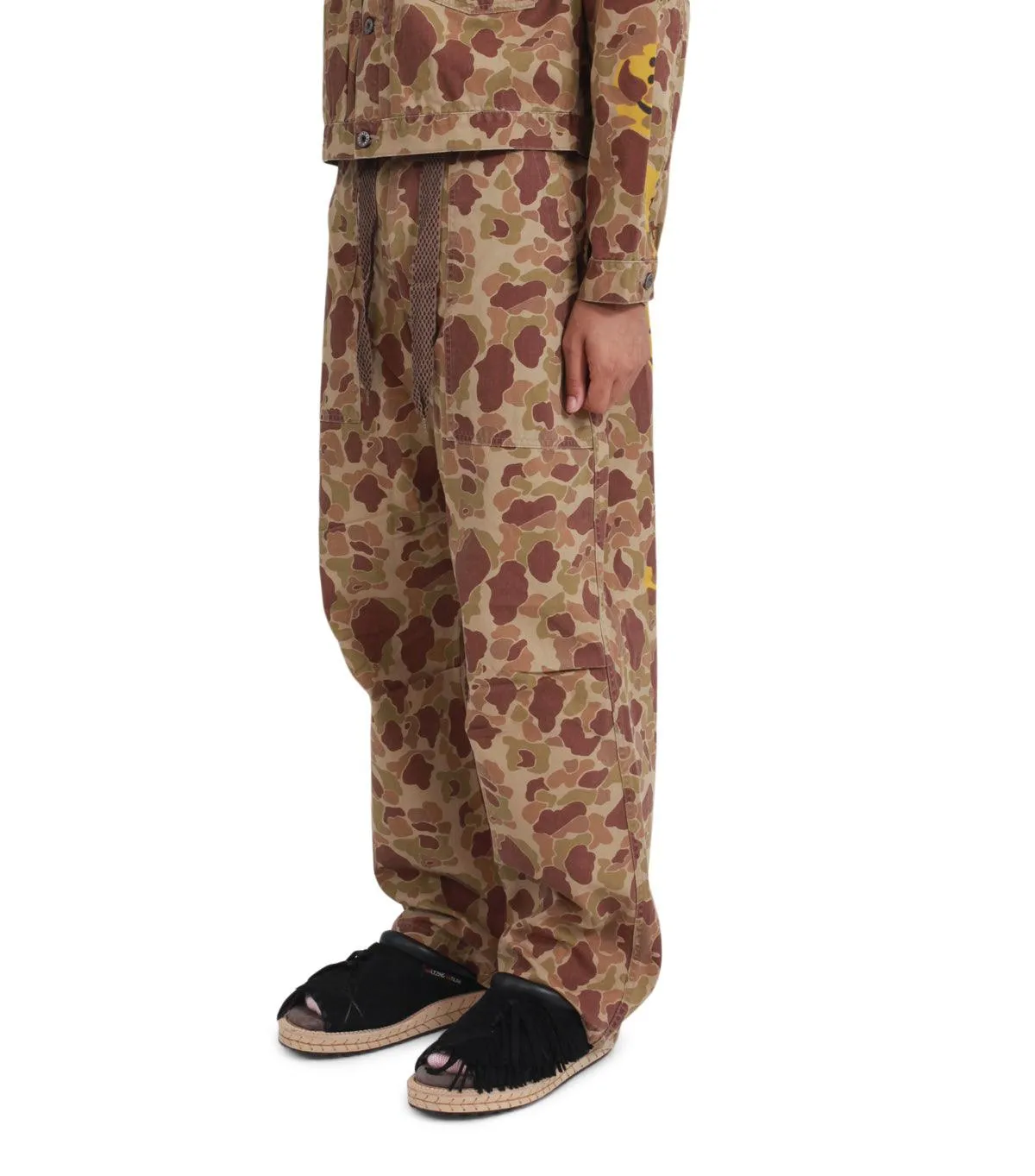 Kapital Herringbone Happy Peek-A-Boo Camo Easy Pants Beige