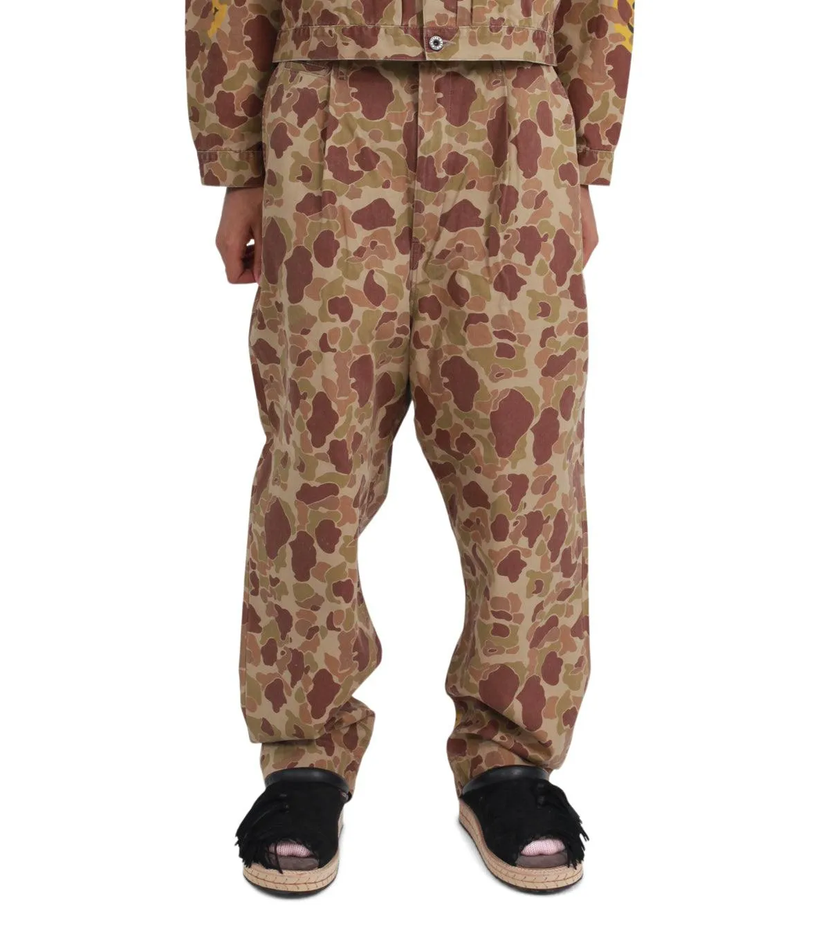 Kapital Herringbone Happy Peek-A-Boo Camo Nime Pants Beige