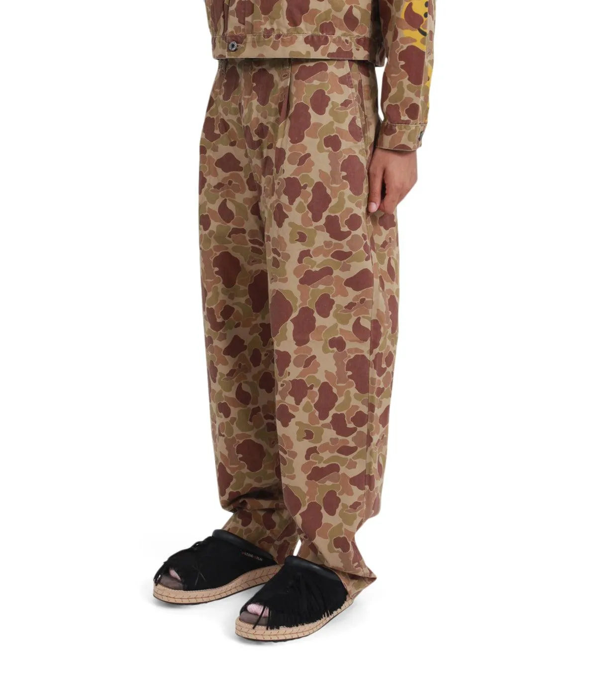 Kapital Herringbone Happy Peek-A-Boo Camo Nime Pants Beige