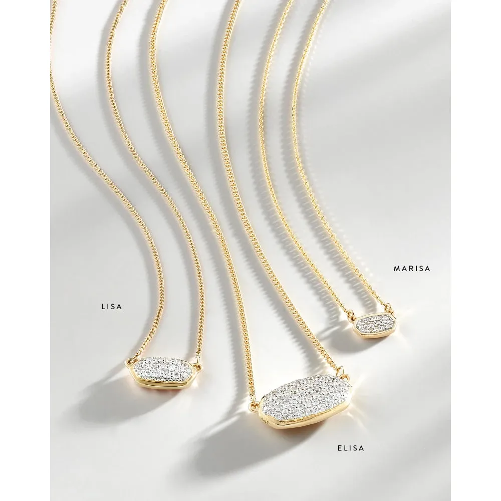 Kendra Scott Elisa 14k Gold Pendant Necklace in Pave White Diamond