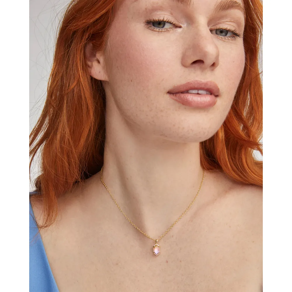 Kendra Scott Hallie Short Pendant Necklace in Gold Sunrise Watercolor Illusion