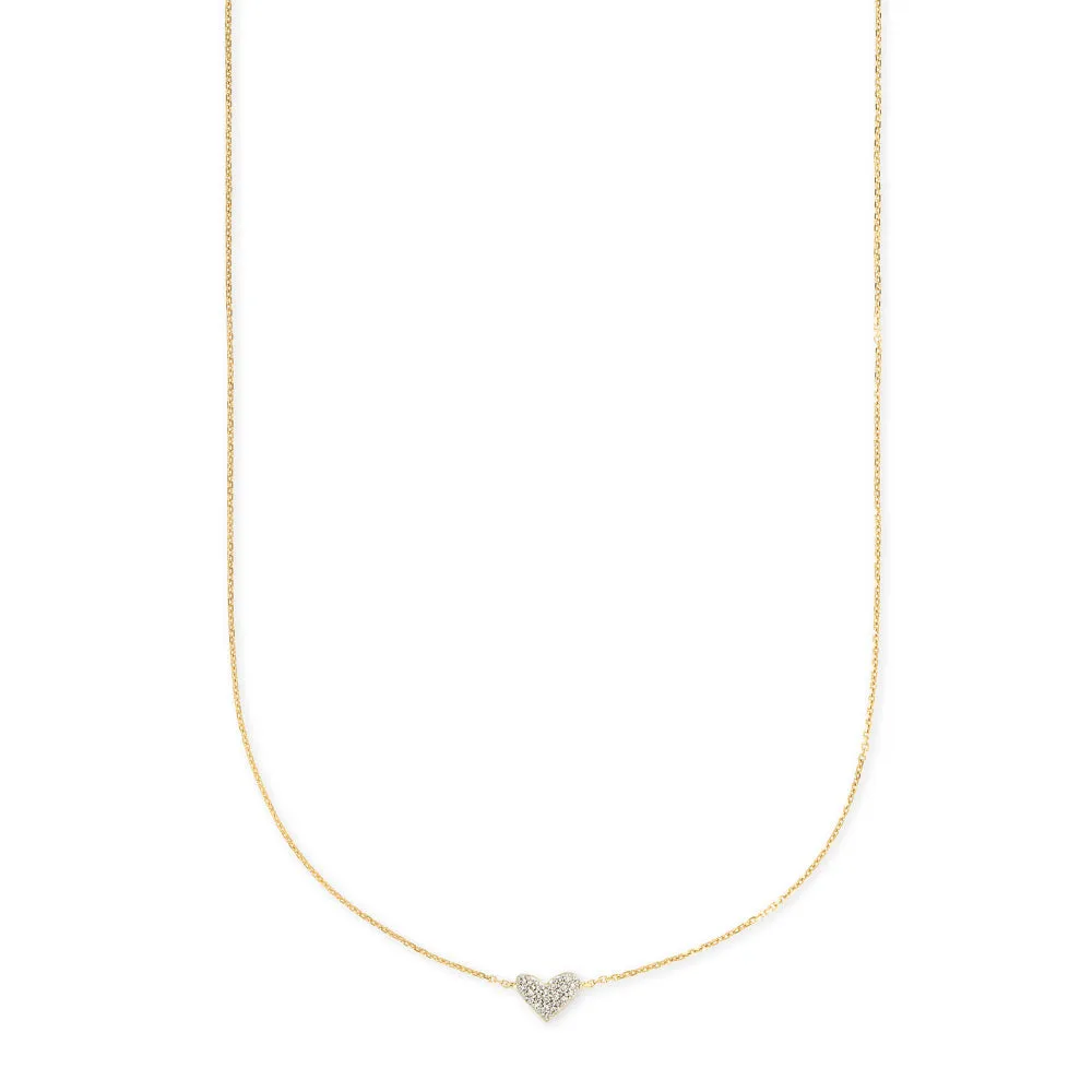 Kendra Scott Heart 14k Gold Pendant Necklace in White Diamond 