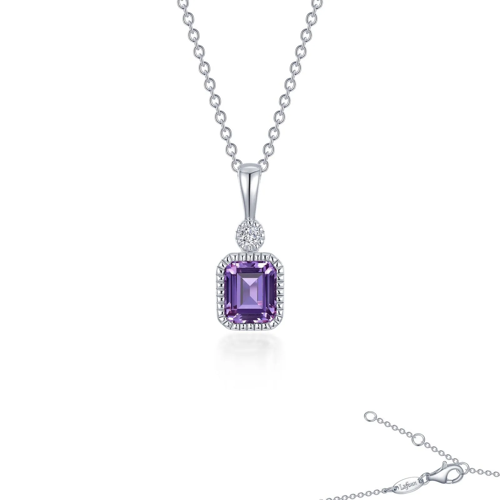 Lafonn Birthstone Emerald February Amethyst Necklace BP009AMP20 