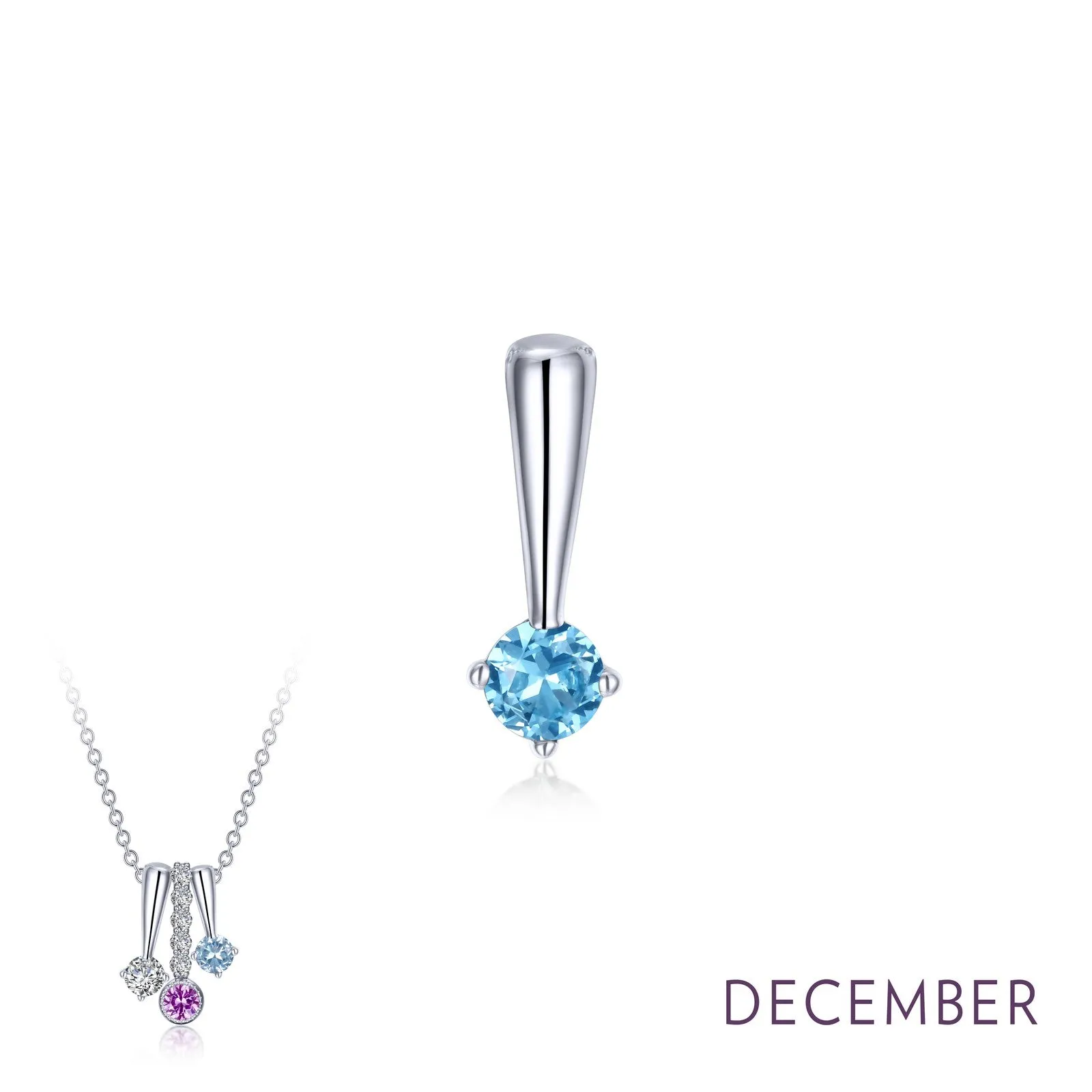 Lafonn Birthstone Round December Blue Topaz Necklace BP004BTP00 