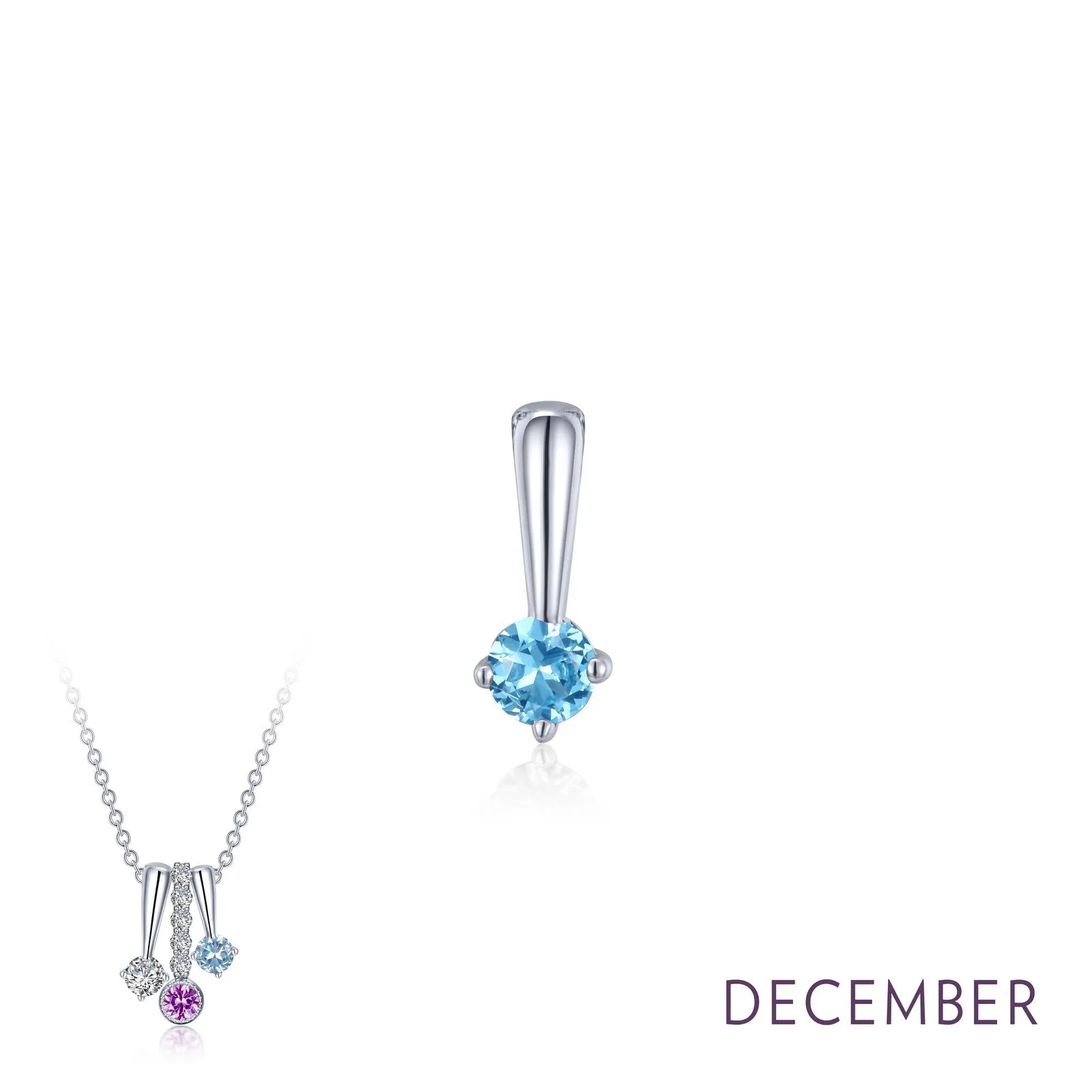 Lafonn Birthstone Round December Blue Topaz Necklace BP005BTP00 