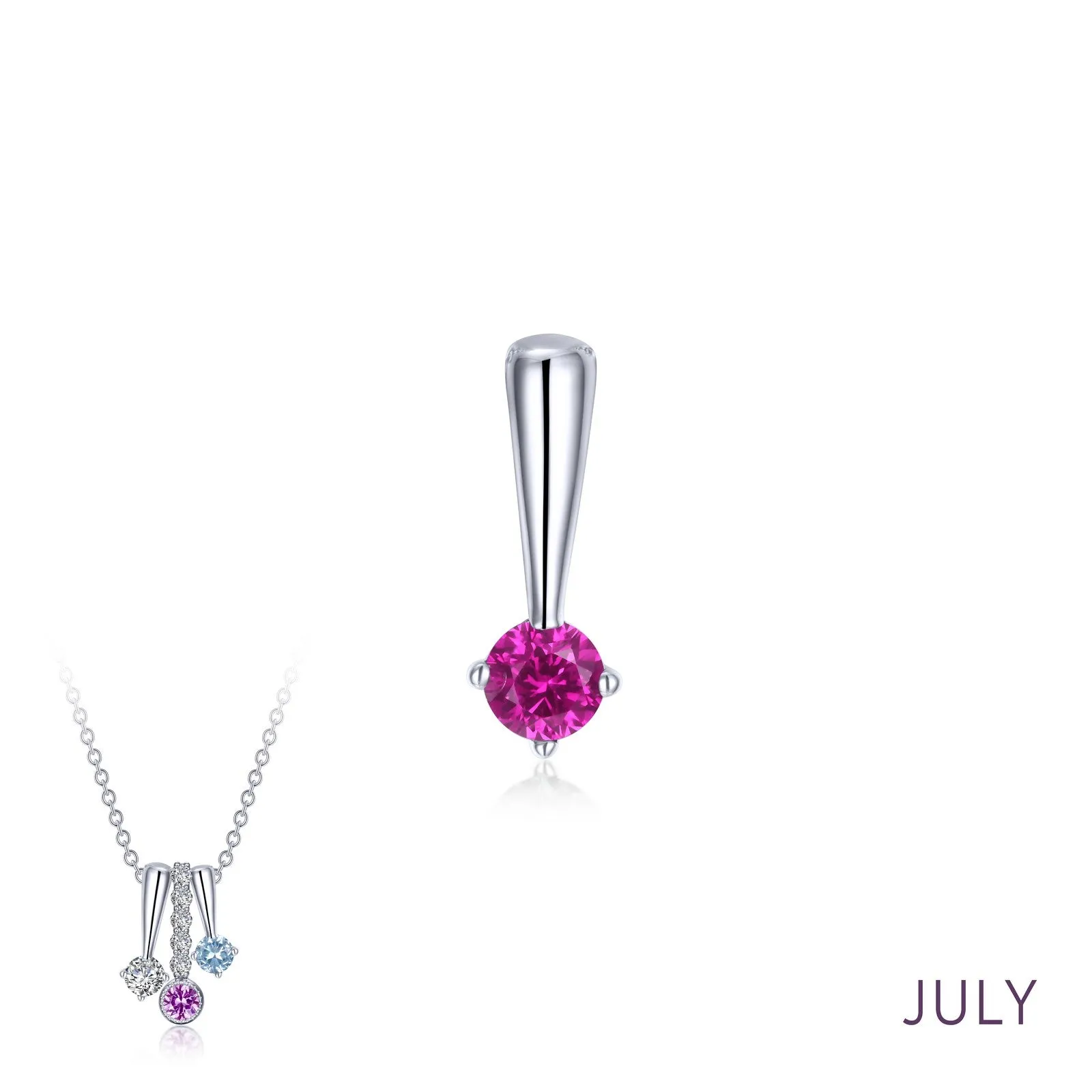 Lafonn Birthstone Round July Ruby Necklace BP004RBP00 