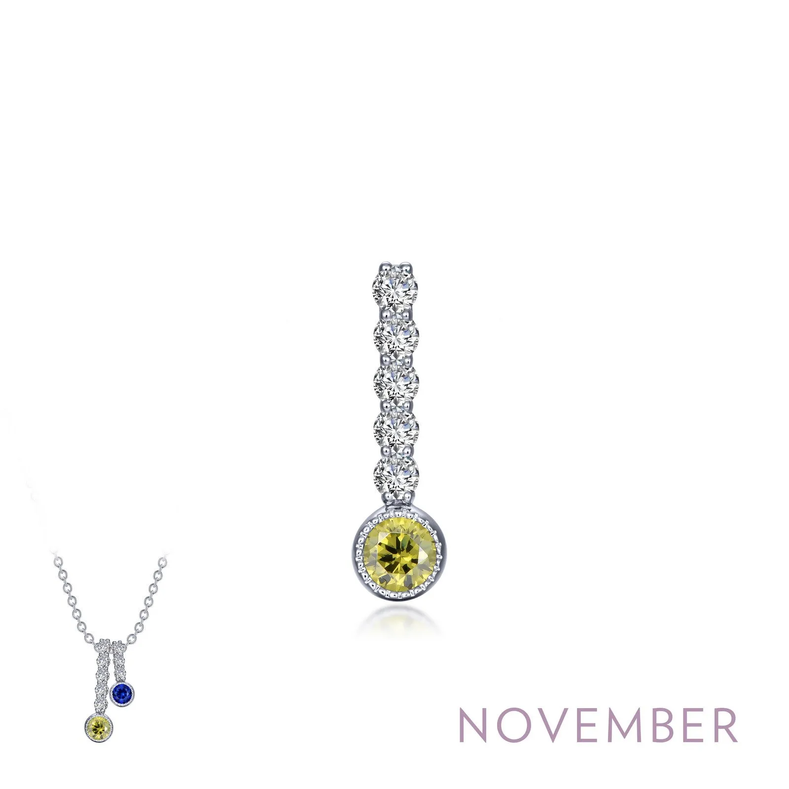 Lafonn Birthstone Round November Yellow Topaz Necklace BP003YTP00 