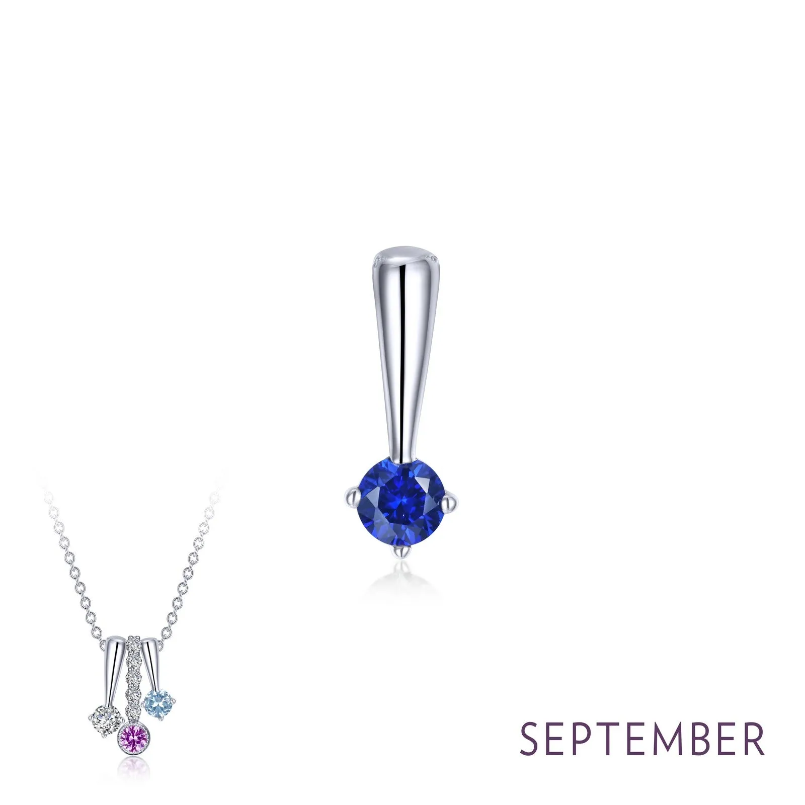 Lafonn Birthstone Round September Sapphire Necklace BP004SAP00 