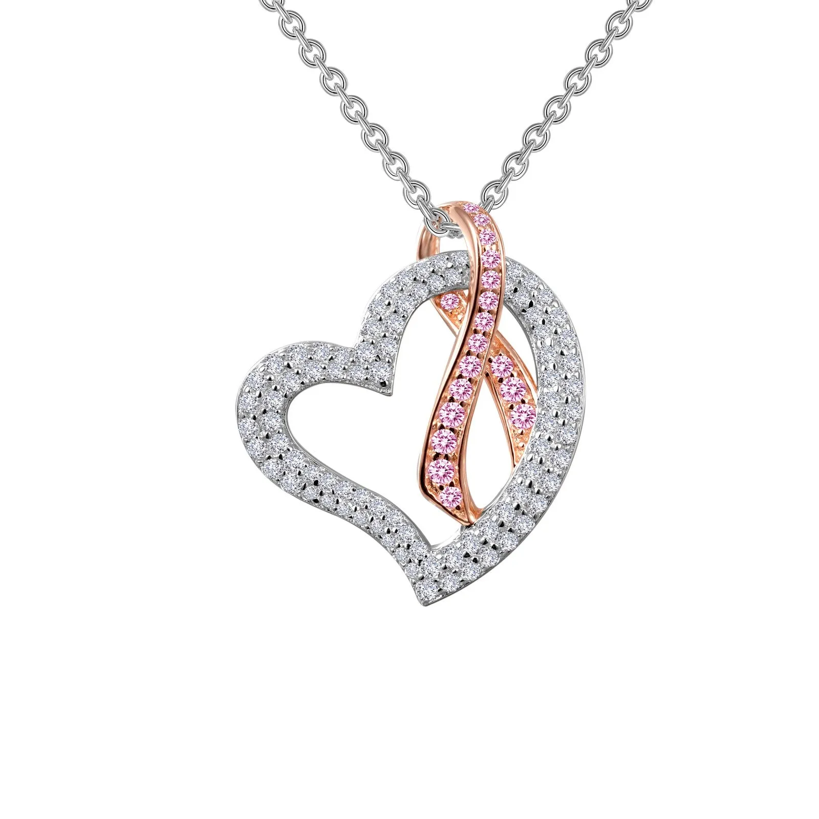 Lafonn Pink Ribbon Diamond Necklace P0159CPP18 