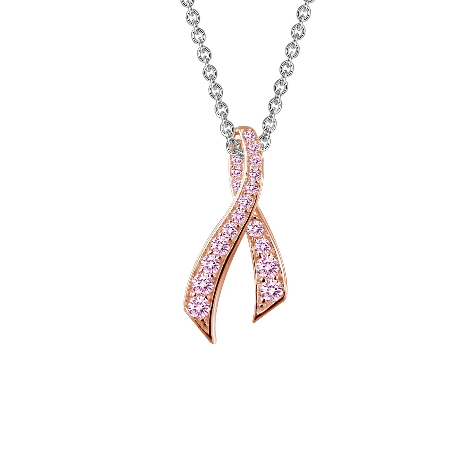 Lafonn Pink Ribbon Diamond Necklace P0172CPP18 