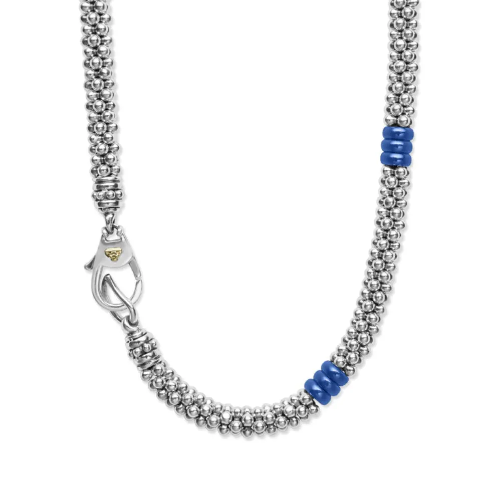 Lagos Blue Caviar Ultramarine Three Bead Station Necklace
