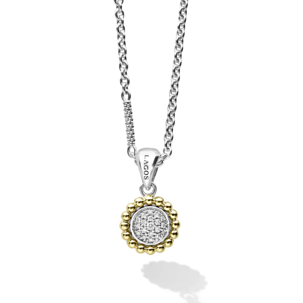 Lagos Caviar Lux Two-Tone Diamond Pendant Necklace 