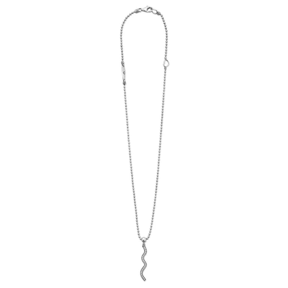 Lagos Caviar Spark Wave Diamond Pendant Necklace