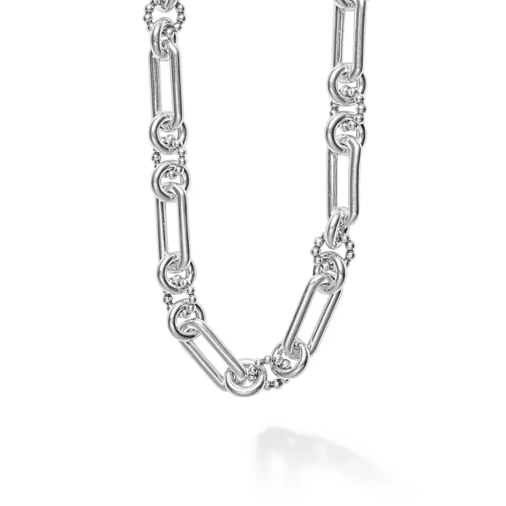 Lagos Signature Caviar Silver Link Necklace 