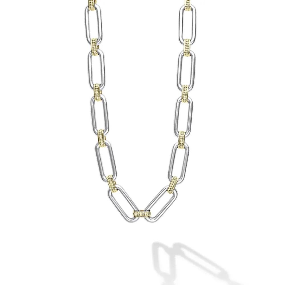 Lagos Signature Caviar Two-Tone Link Necklace 