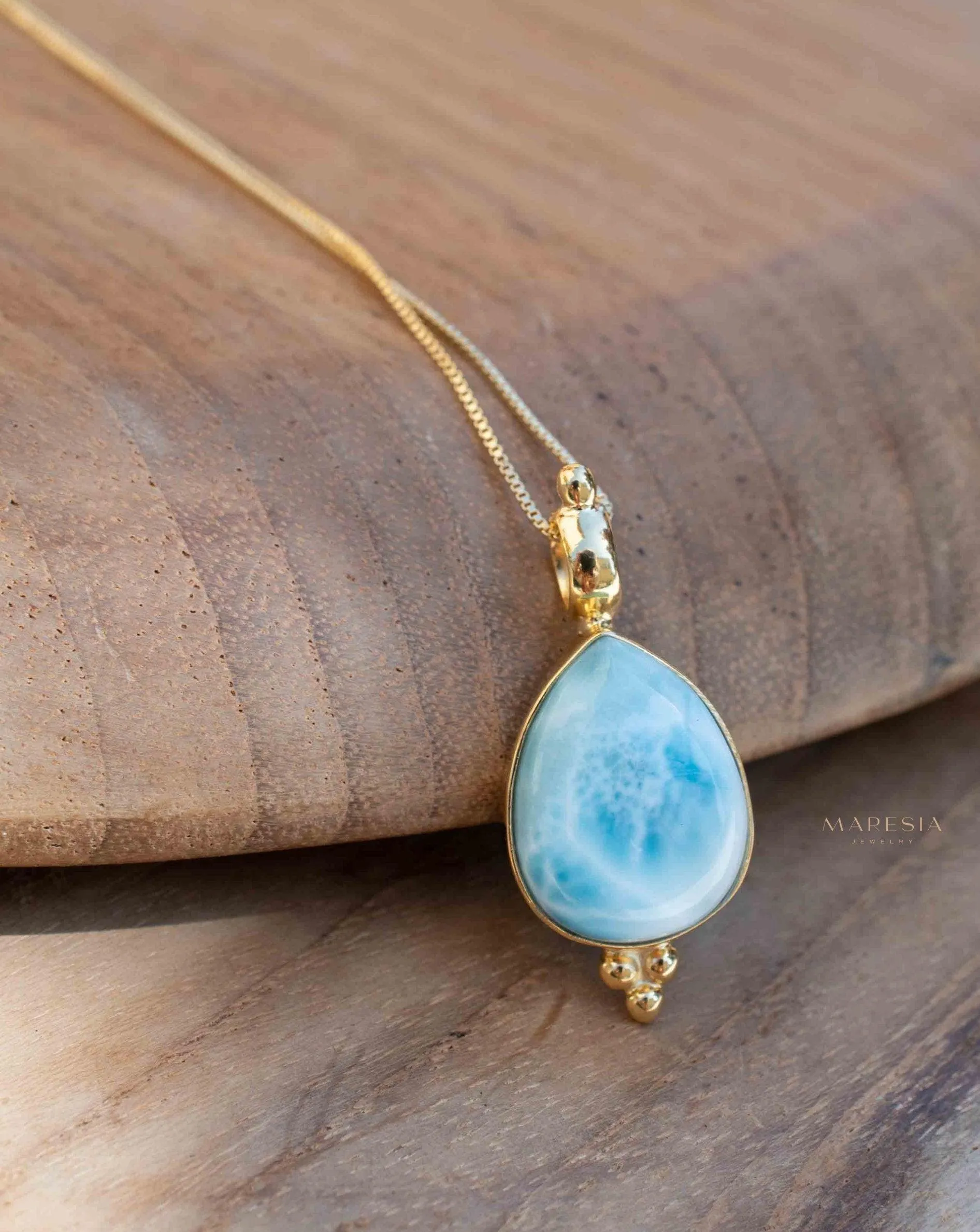 Larimar Pendant ~ Gold Plated over Sterling Silver ~ MN144
