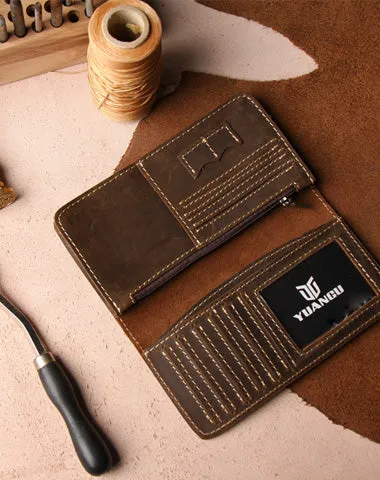 Leather Long Wallets for men Bifold Vintage Mens Long Wallet Cyber Monday wallet sale
