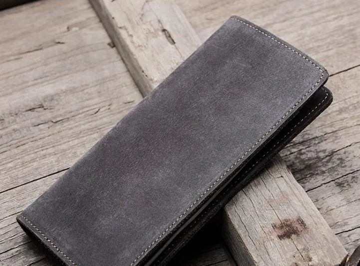 Leather Men Travel Wallet Passport Wallets Bifold Long Wallets for Men
