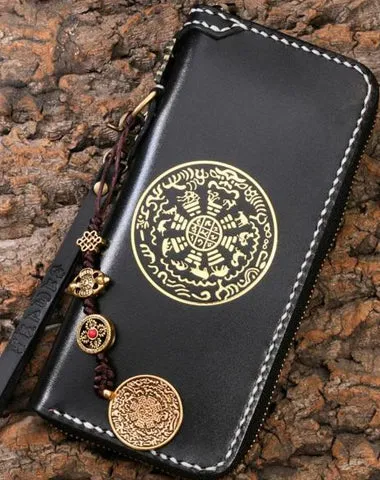 Leather Mens Biker Chain Wallet Leather Cool Biker Wallets Long Chain Wallet for Men Cyber Monday wallet sale