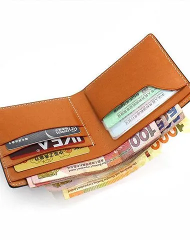 Leather Mens Small Wallet on sale Slim Wallet on sale Front Pocket Wallet on sale billfold Card Wallet on sale for Men