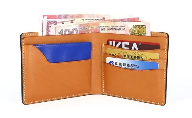 Leather Mens Small Wallet Slim Wallet Front Pocket Wallet billfold Card Wallet for Men
