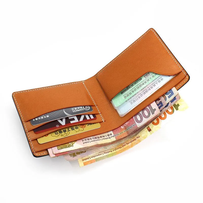 Leather Mens Small Wallet Slim Wallet Front Pocket Wallet billfold Card Wallet for Men