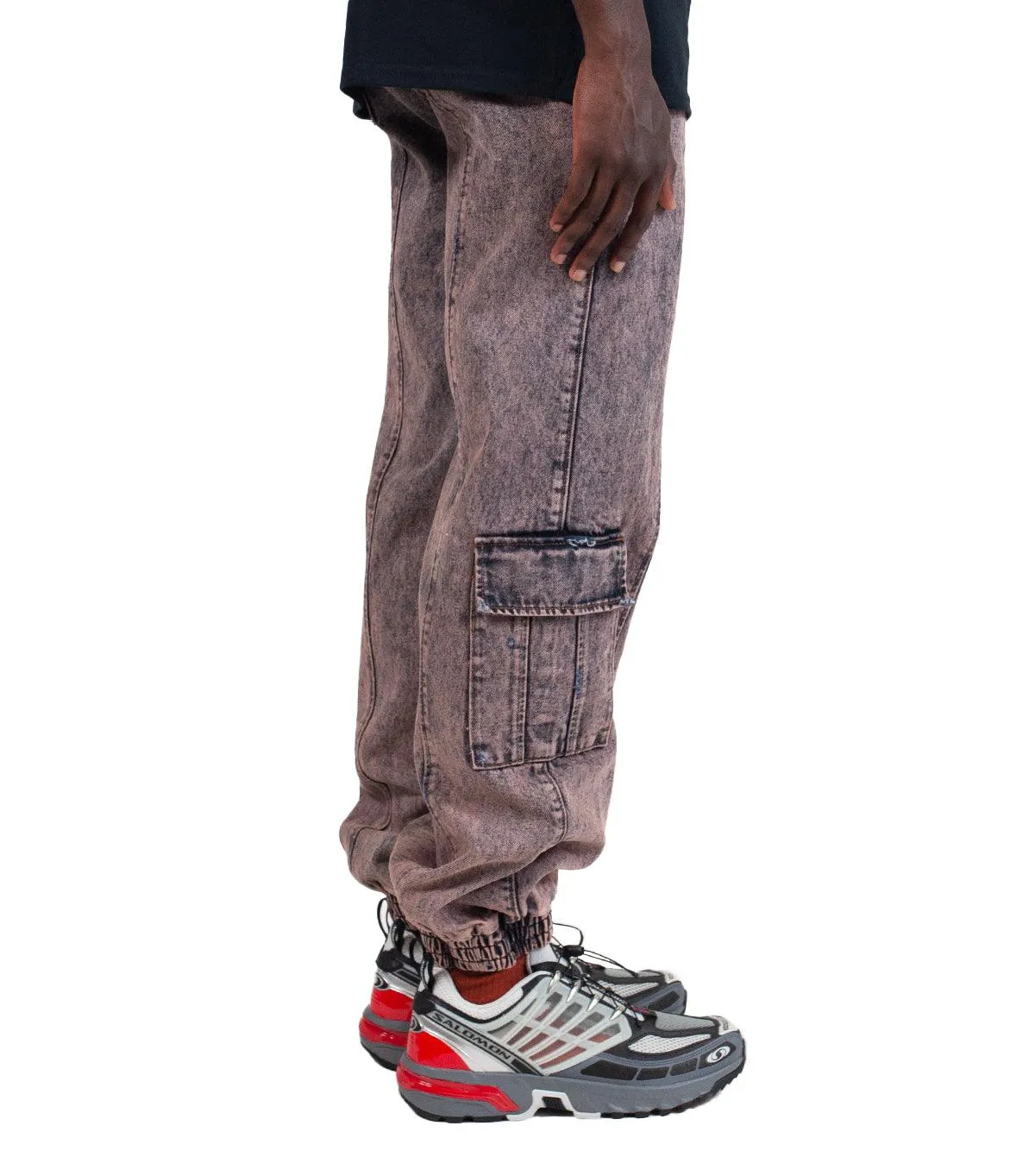 Liberal Youth Ministry Acid Wash Denim Cargo Pants Orange