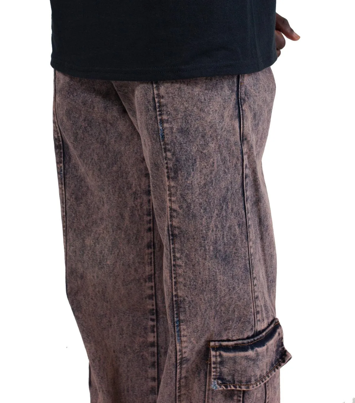 Liberal Youth Ministry Acid Wash Denim Cargo Pants Orange