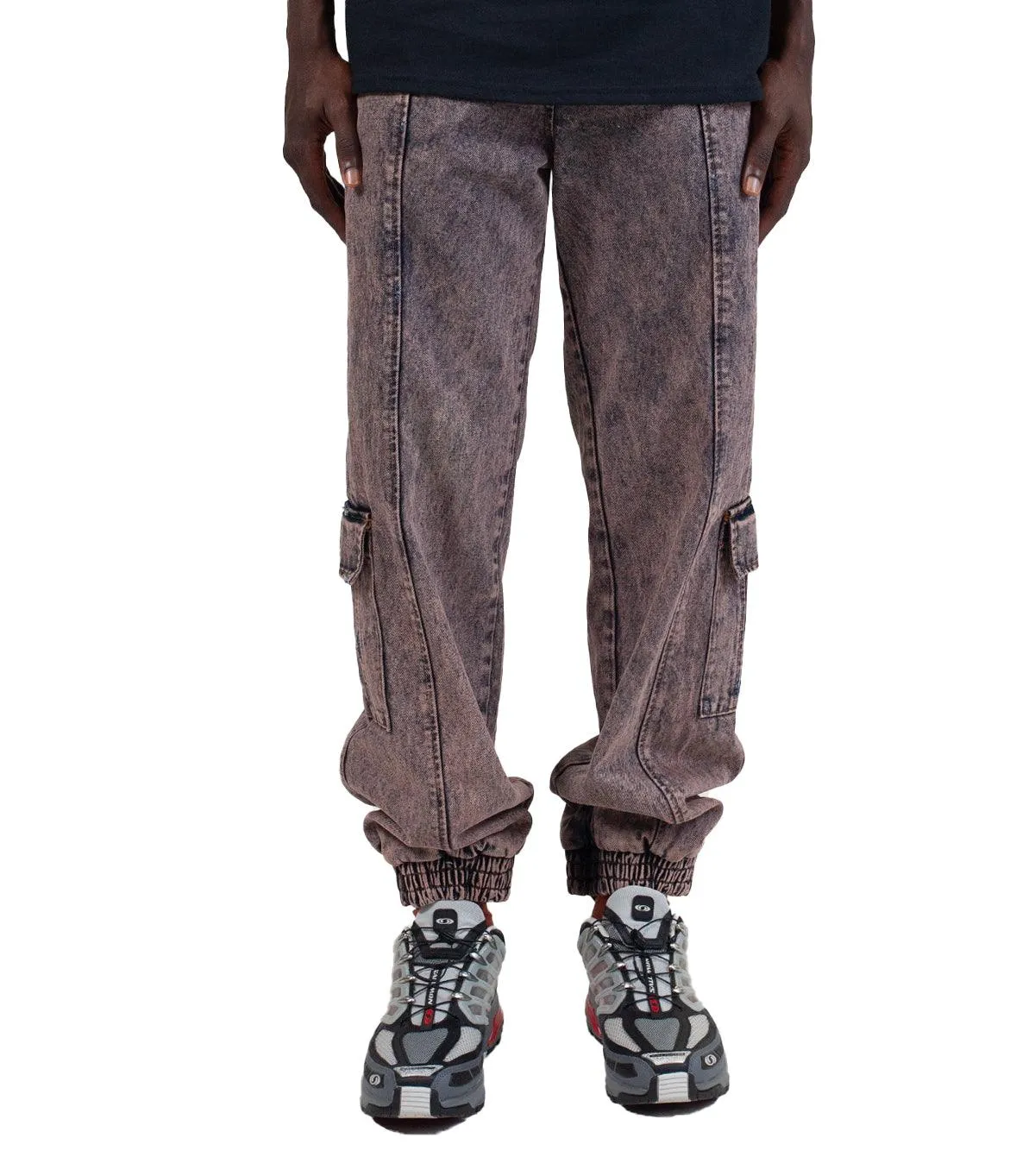 Liberal Youth Ministry Acid Wash Denim Cargo Pants Orange