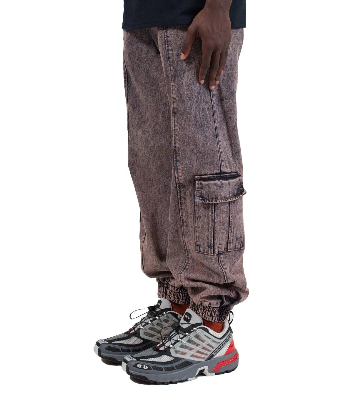 Liberal Youth Ministry Acid Wash Denim Cargo Pants Orange