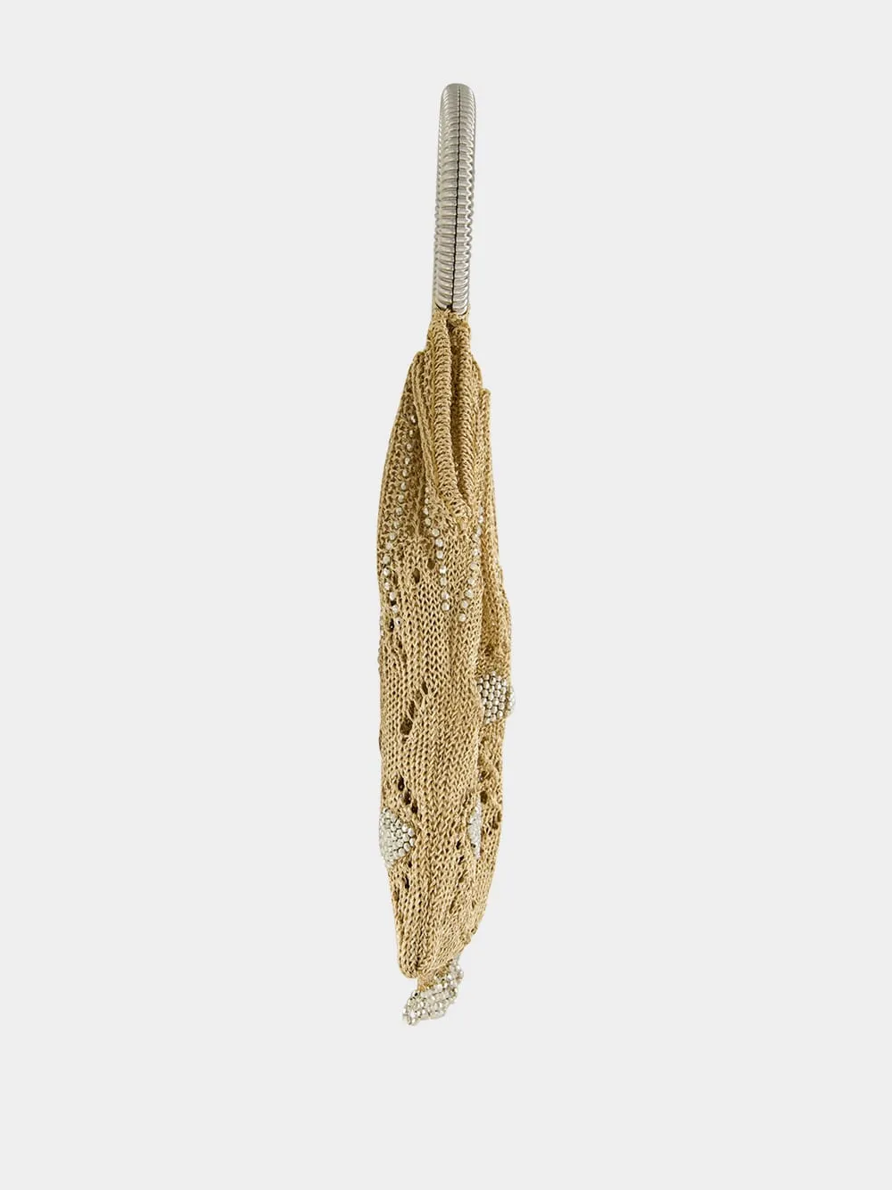 Light Gold Crochet Beaded Bag
