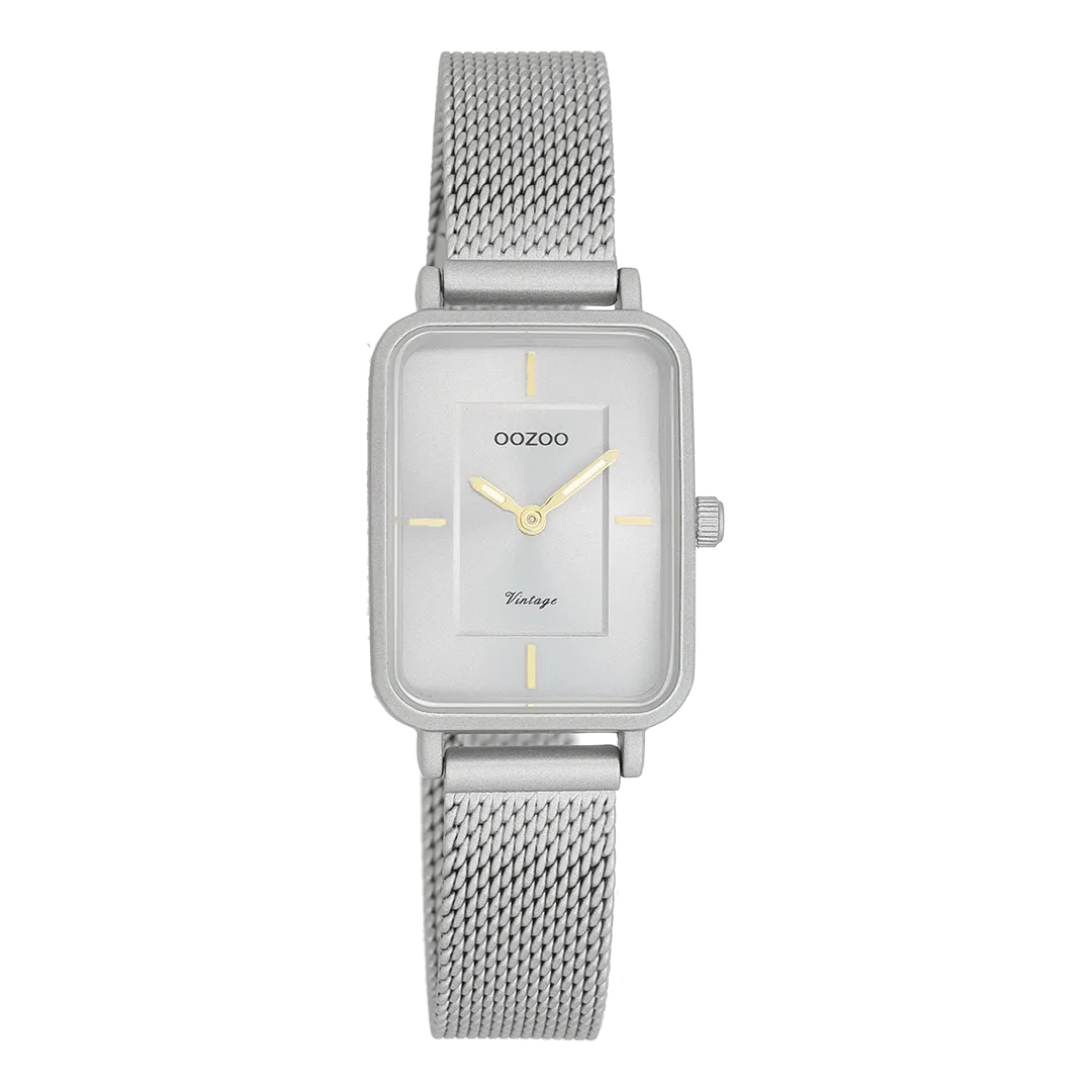 Light grey OOZOO watch with metal mesh bracelet - C20383