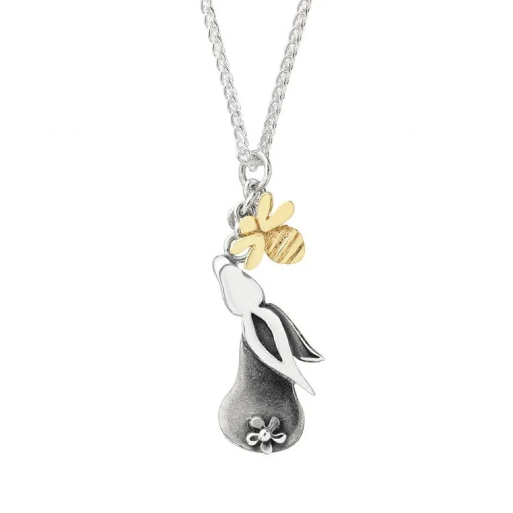 Linda MacDonald Bunny Sterling Silver and 9ct Yellow Gold Necklace The Bunny and the Bee Collection EBUNL 