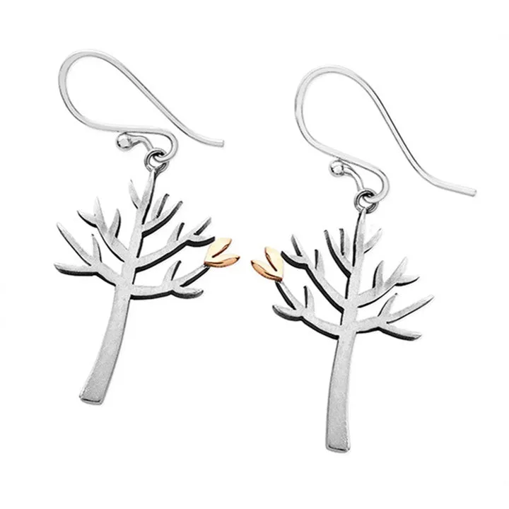 Linda MacDonald Sterling Silver and 9ct Gold Tree Earrings Woodlands Collection DTL 
