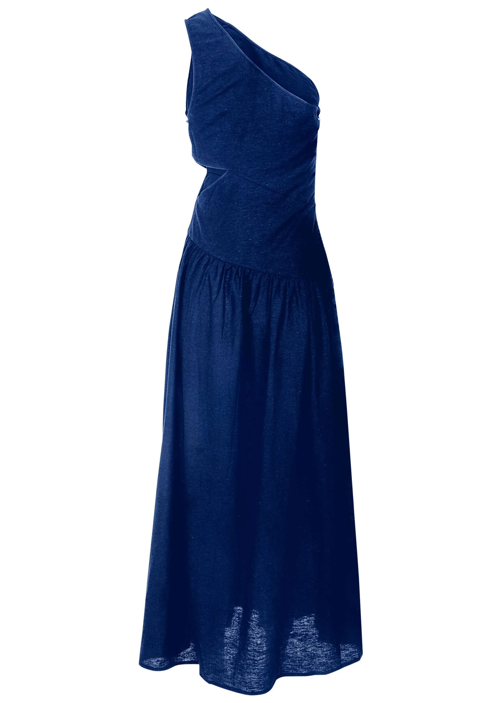 Linen Cutout Maxi Dress - Sodalite Blue