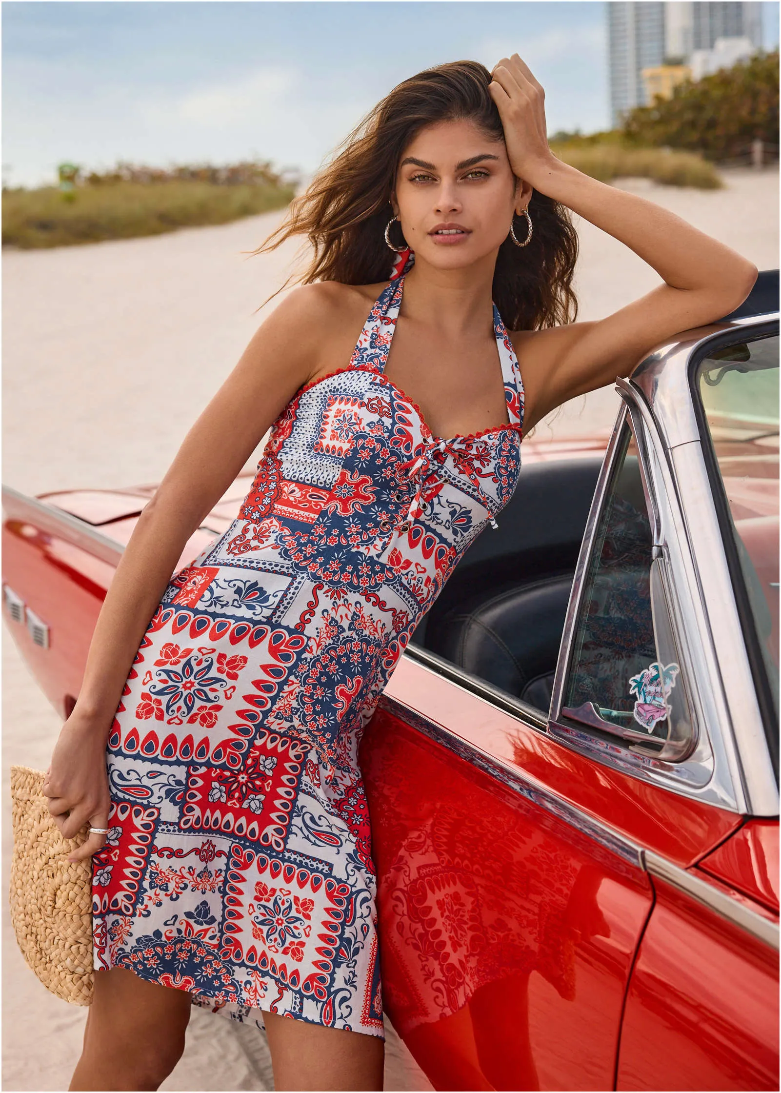 Linen Halter Dress - Heritage Bandana Medley