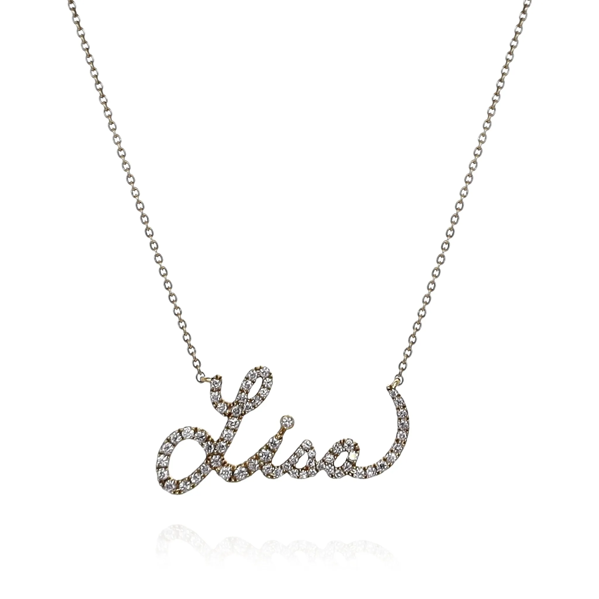 Lisa Nik 18k Yellow Gold 'Lisa' Name Diamond Pendant Necklace 