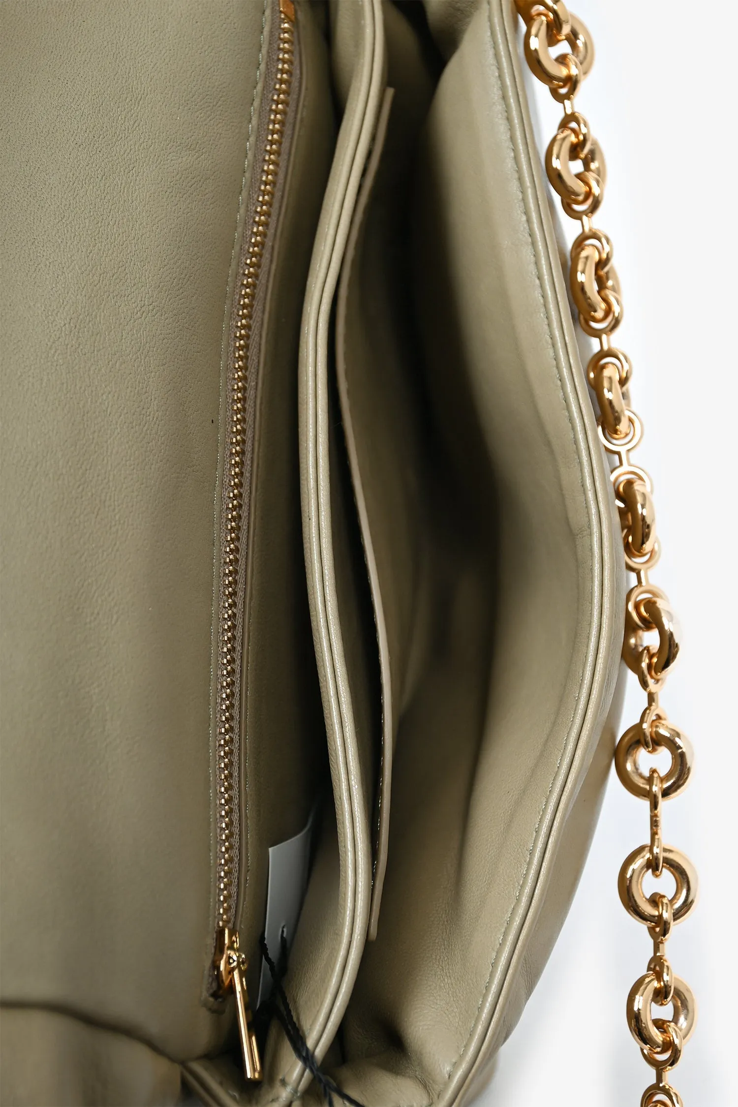 Loewe 2022 Sage Green Leather Goya Chain Shoulder Bag