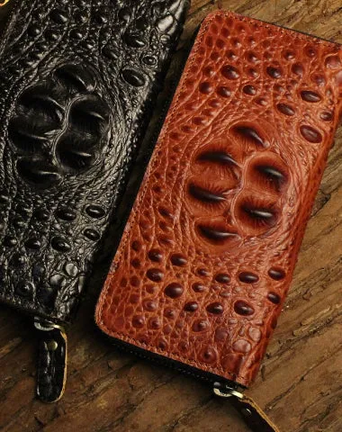 Long leather wallet crocodile zipper leather clutch wallets for men Cyber Monday wallet sale