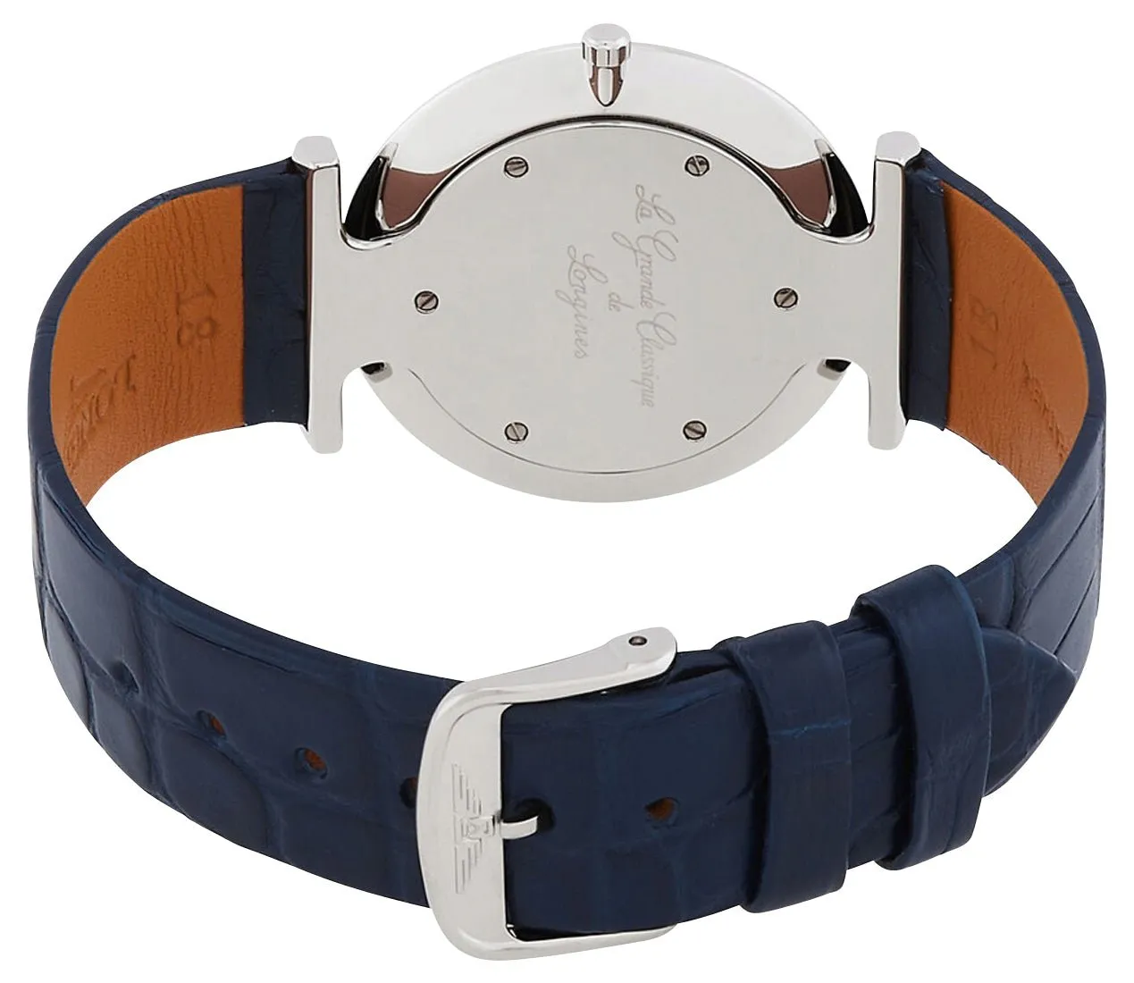 Longines La Grande Classique Stainless Steel Blue Dial Blue Leather Strap Diamonds Quartz Womens Watch L4.709.4.97.2